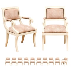 Vintage Sophisticated Set of 12 Modern Regency Style Klismos Chairs, Italy, circa 1970