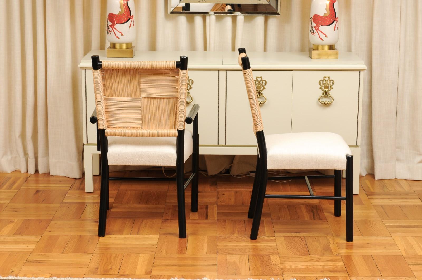 Sophisticated Set of 12 Rush Cane Chairs by Hutton for Donghia, circa 1995 For Sale 5