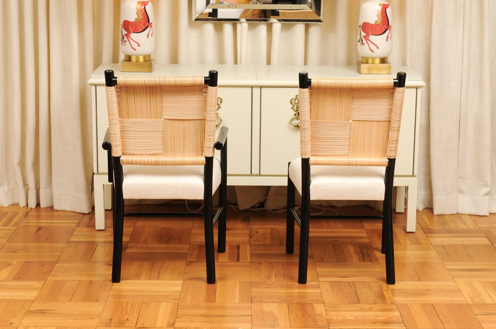 Sophisticated Set of 12 Rush Cane Chairs by Hutton for Donghia, circa 1995 For Sale 6
