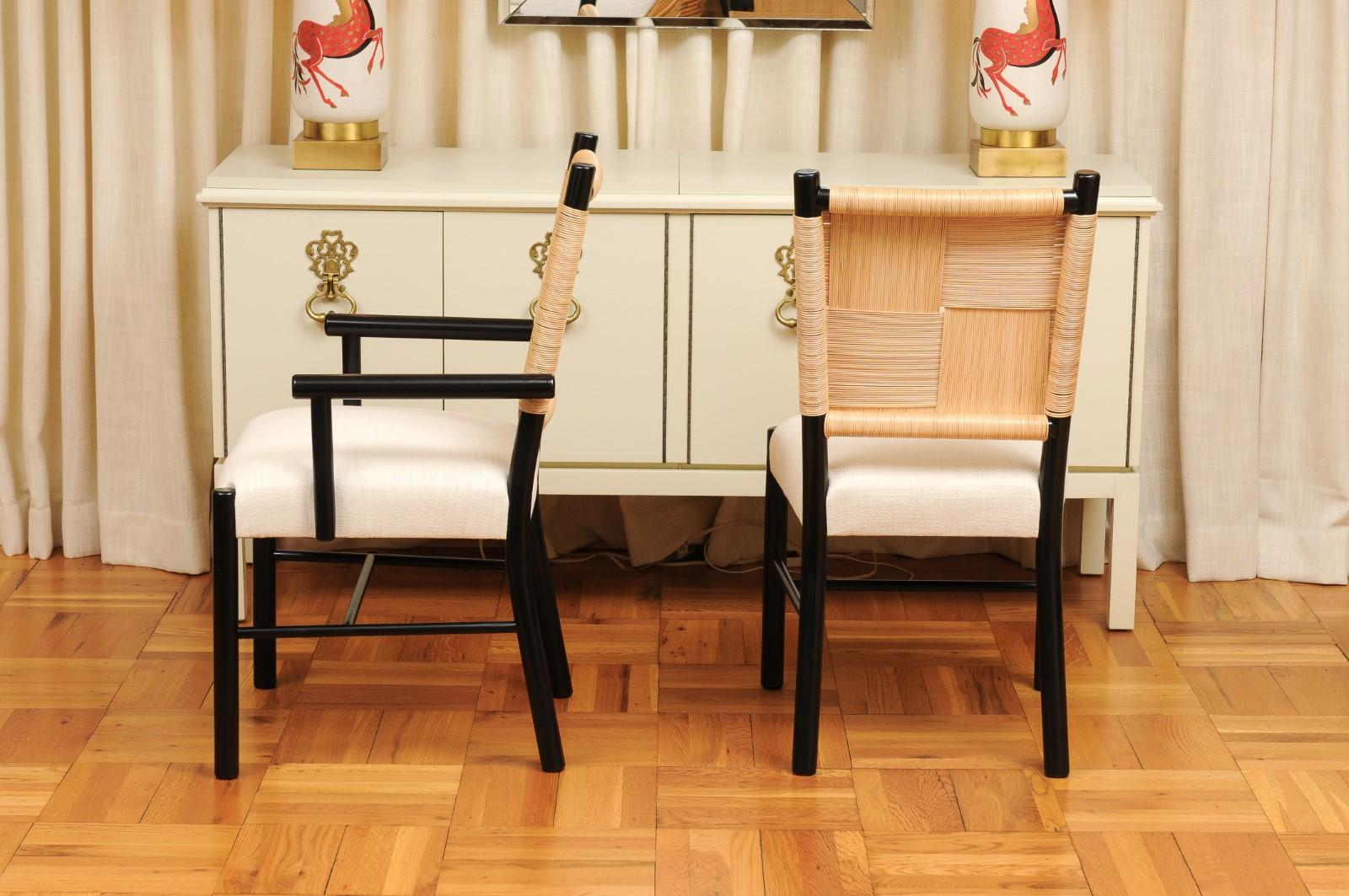 Sophisticated Set of 12 Rush Cane Chairs by Hutton for Donghia, circa 1995 For Sale 8