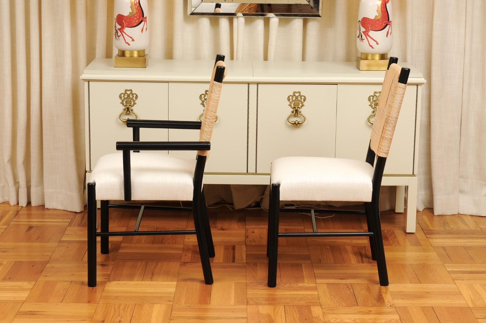 Sophisticated Set of 12 Rush Cane Chairs by Hutton for Donghia, circa 1995 For Sale 9