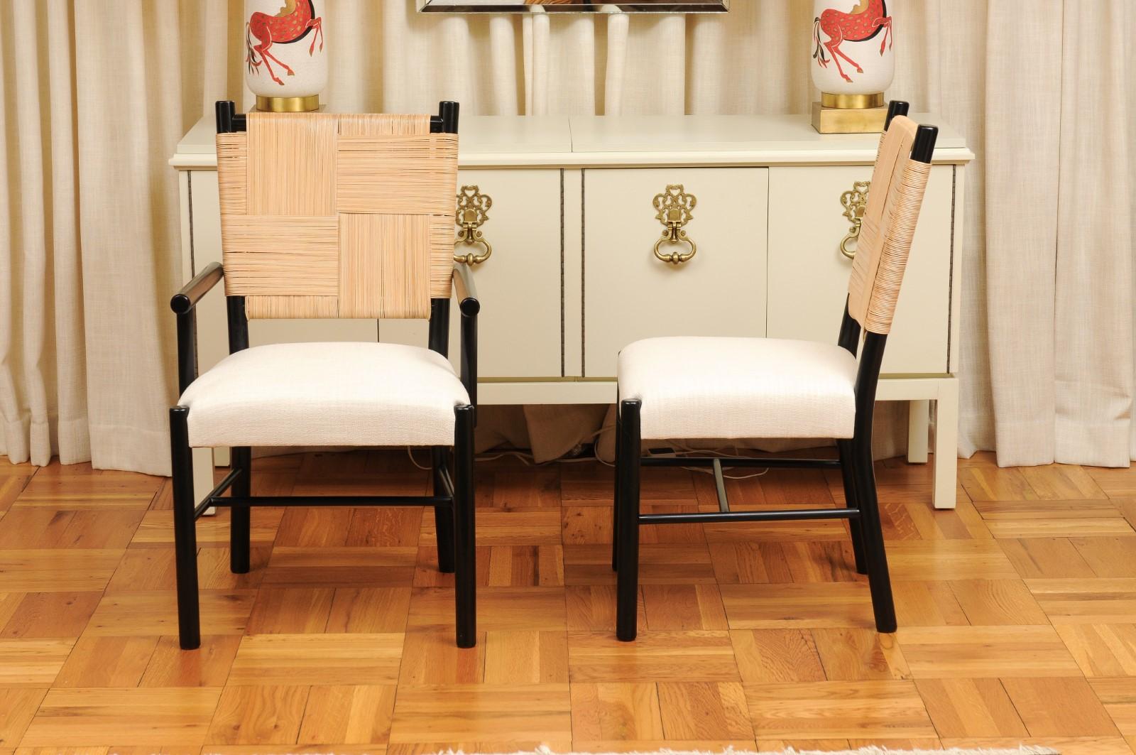 Sophisticated Set of 12 Rush Cane Chairs by Hutton for Donghia, circa 1995 For Sale 10
