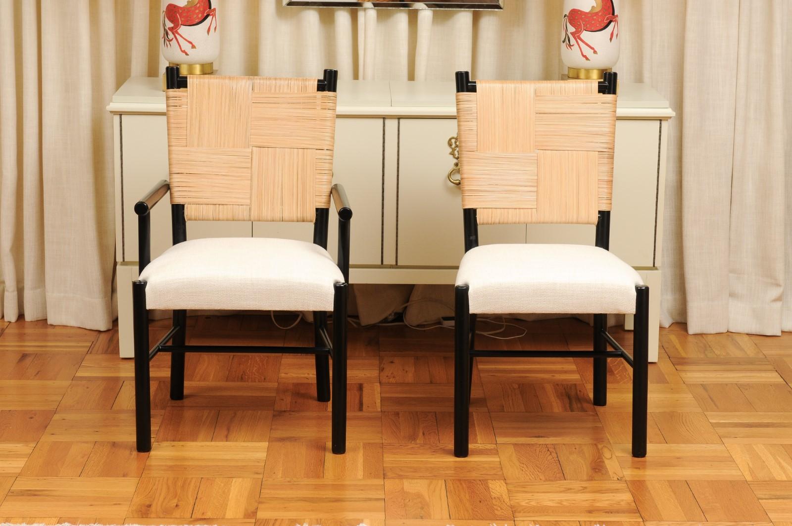 Sophisticated Set of 12 Rush Cane Chairs by Hutton for Donghia, circa 1995 For Sale 2