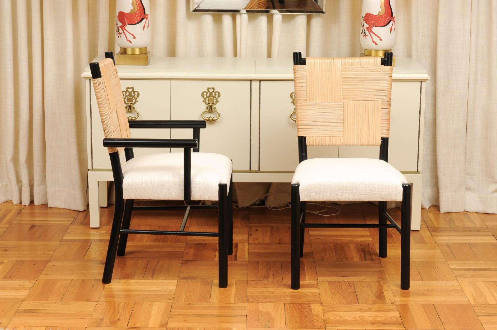 Sophisticated Set of 12 Rush Cane Chairs by Hutton for Donghia, circa 1995 For Sale 3