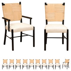 Sophisticated Set of 12 Rush Cane Chairs by Hutton for Donghia, circa 1995