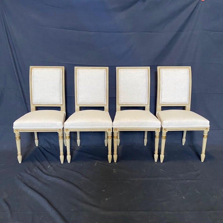Sophisticated Set of Four 19th Century French Neoclassical Side Dining Chairs For Sale 9