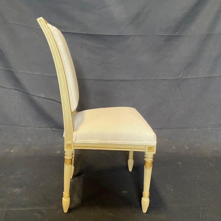 Upholstery Sophisticated Set of Four 19th Century French Neoclassical Side Dining Chairs For Sale