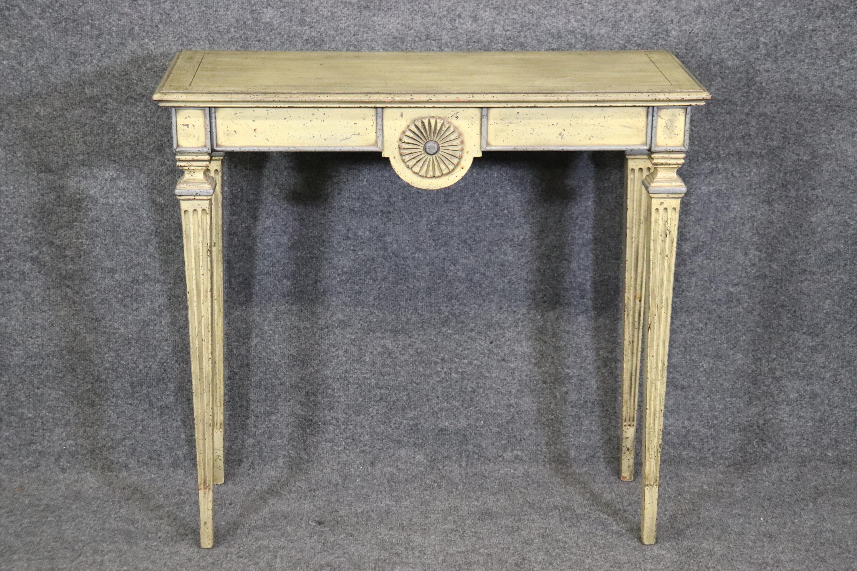 American Sophisticated Shallow Depth French Directoire Paint Decorated Console Table For Sale