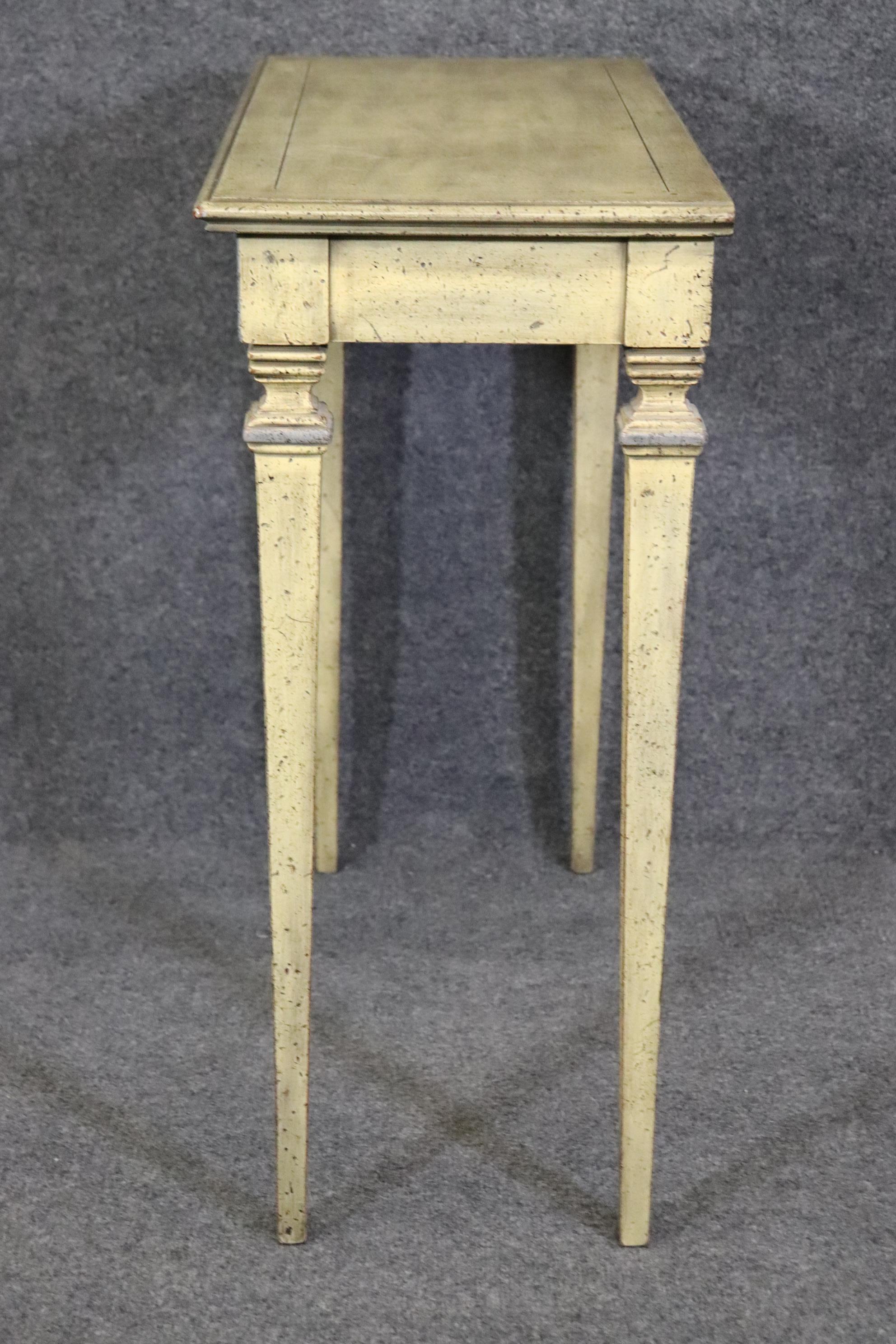 Sophisticated Shallow Depth French Directoire Paint Decorated Console Table In Good Condition For Sale In Swedesboro, NJ
