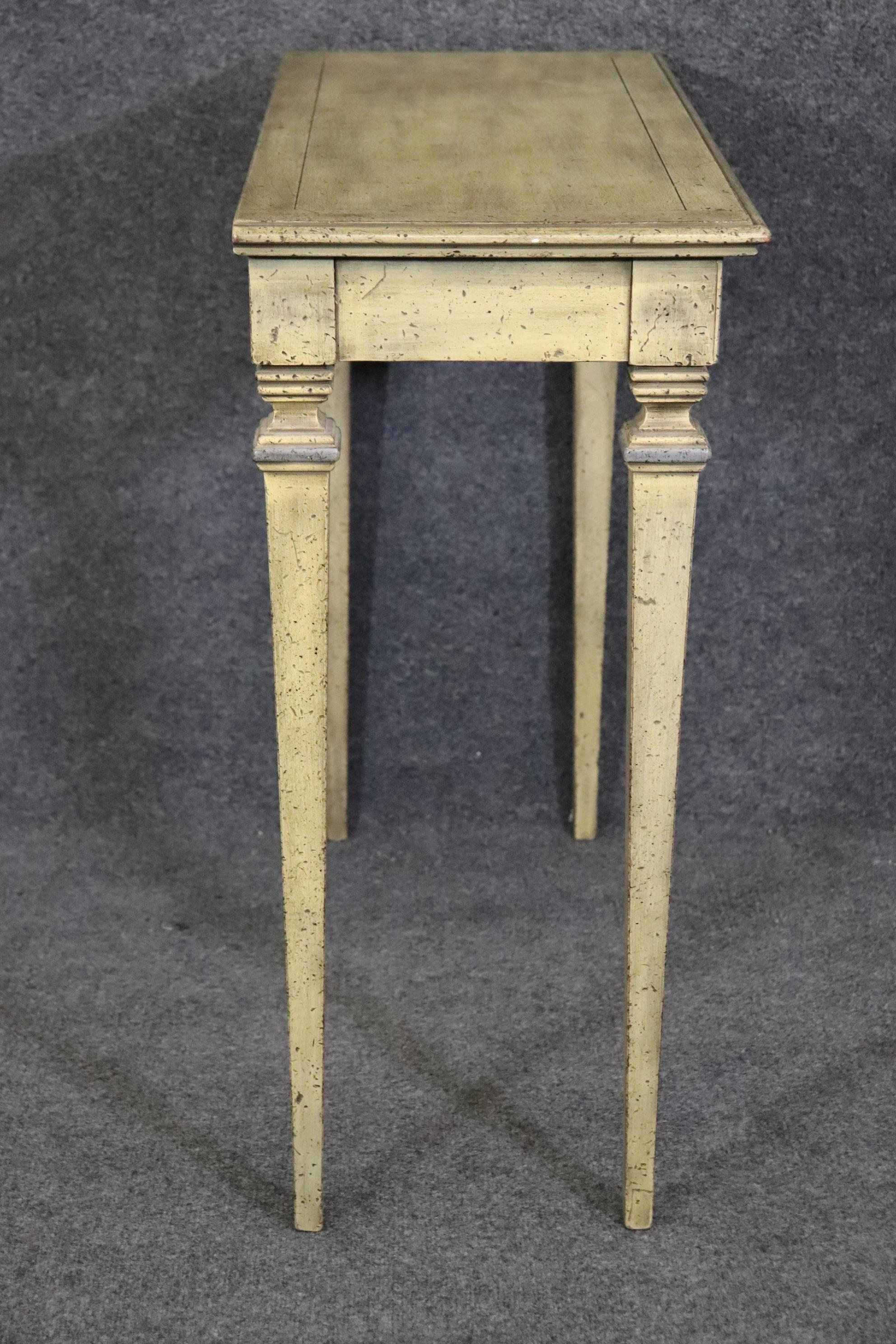 Walnut Sophisticated Shallow Depth French Directoire Paint Decorated Console Table For Sale