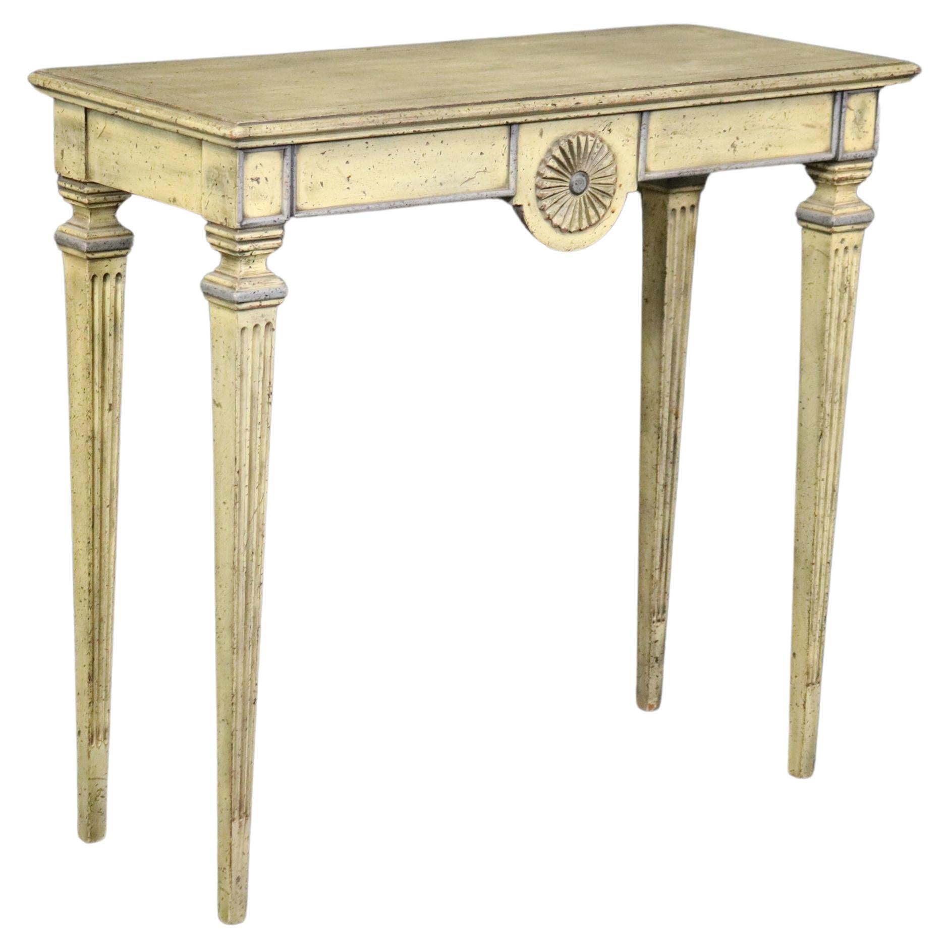 Sophisticated Shallow Depth French Directoire Paint Decorated Console Table For Sale