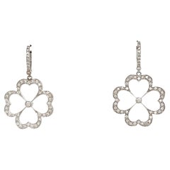 Sophisticated Shamrock Pave 1.0 Ctw Diamond Four Leaf Clover Earrings