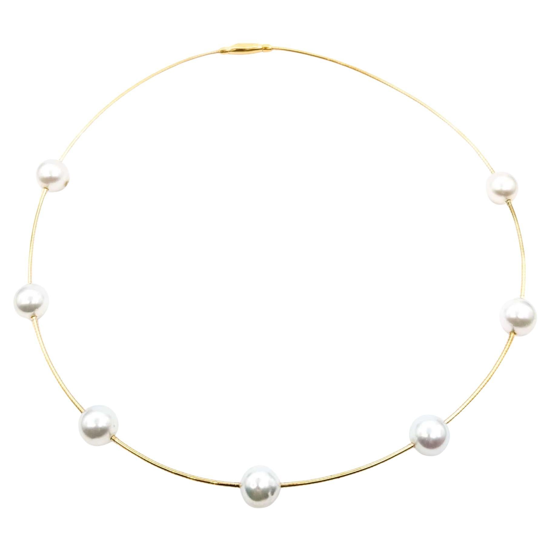 Collier de perles de mer du Sud sophistiqué en or jaune 18 carats