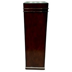 Sophisticated Square Large Chunky Walnut & Chrome Electrified Column Pedestal