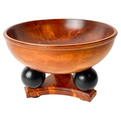 Sophisticated Swedish Bowl in Flame Birch, with Black Details. Art Deco 1920-30s