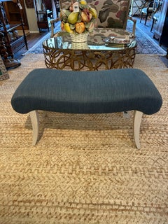 Sophisticated Swedish Style Bench with Lovely Splayed Legs and New Upholstery
