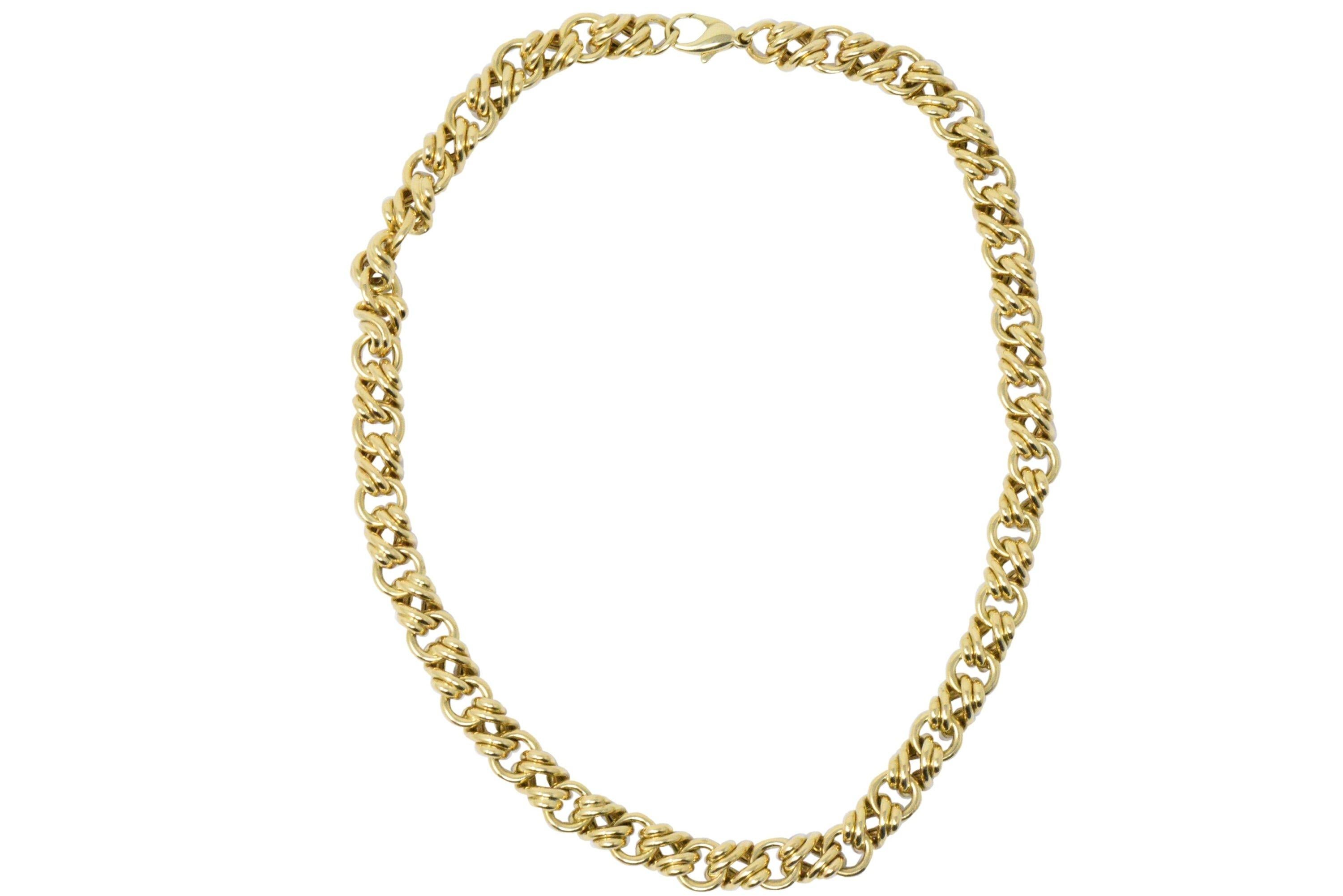 Women's or Men's Sophisticated Tiffany & Co. 18 Karat Gold Twisted Link Collar Necklace