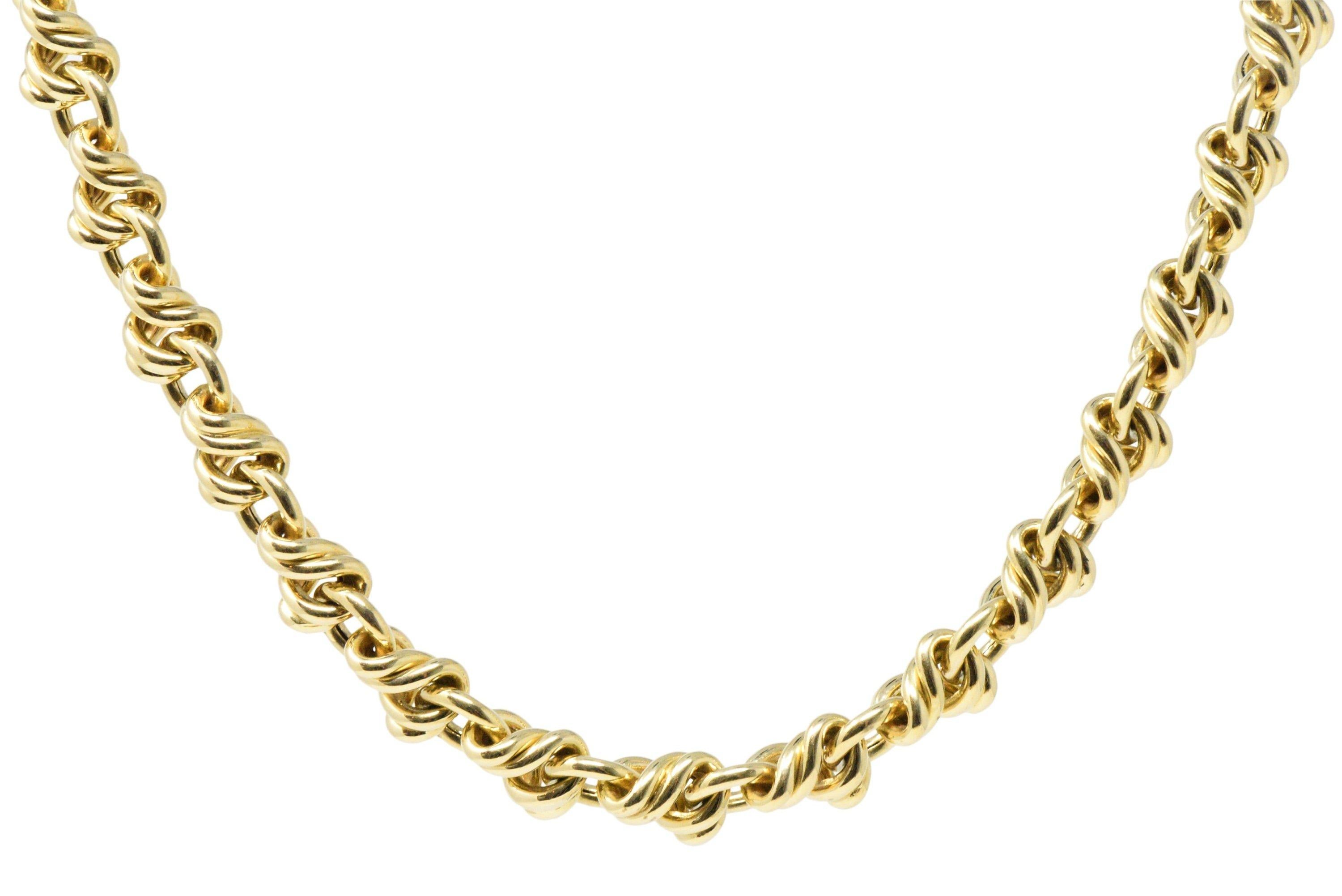 Sophisticated Tiffany & Co. 18 Karat Gold Twisted Link Collar Necklace In Excellent Condition In Philadelphia, PA