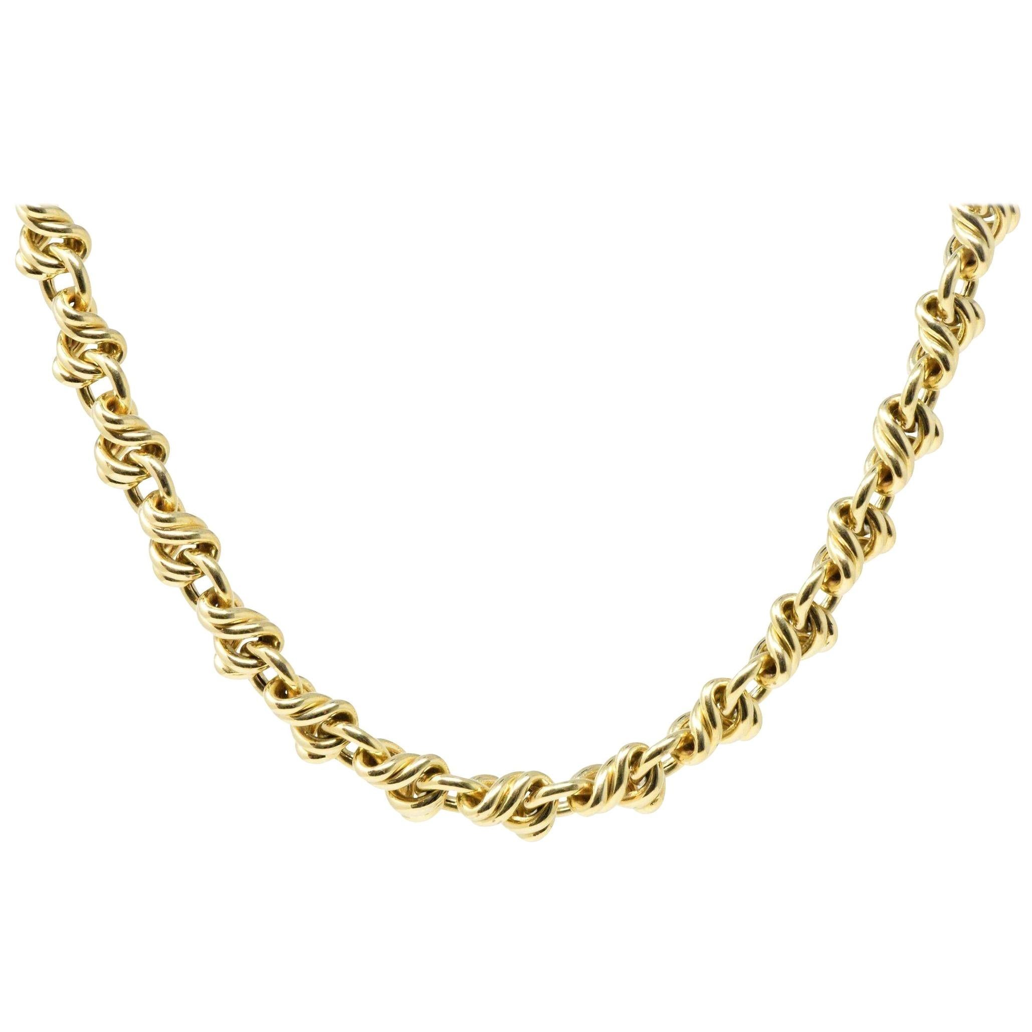 Sophisticated Tiffany 
Co. 18 Karat Gold Twisted Link Collar Necklace