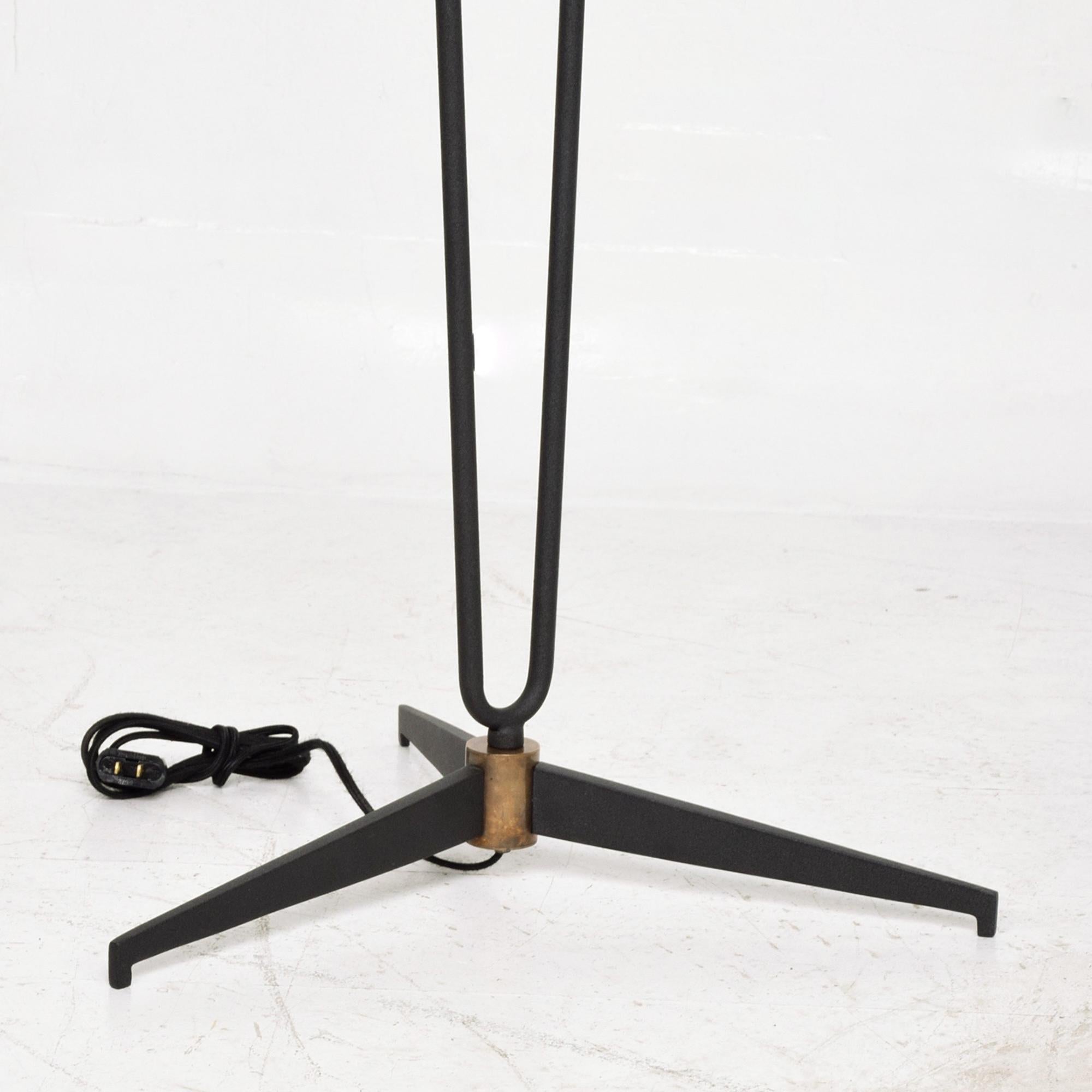 French Sophisticated Tripod Floor Lamp Maison Arlus in Steel & Brass from France 1950s