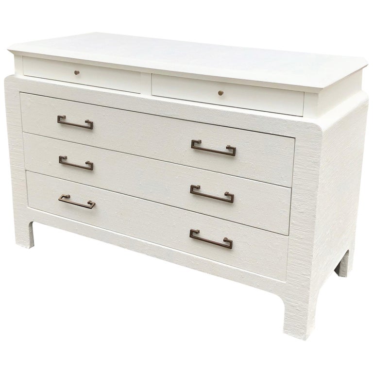 Sophisticated White Lacquered Linen Wrapped Karl Springer Style Chest of  Drawers at 1stDibs | lacquered linen dresser, linen wrapped dresser