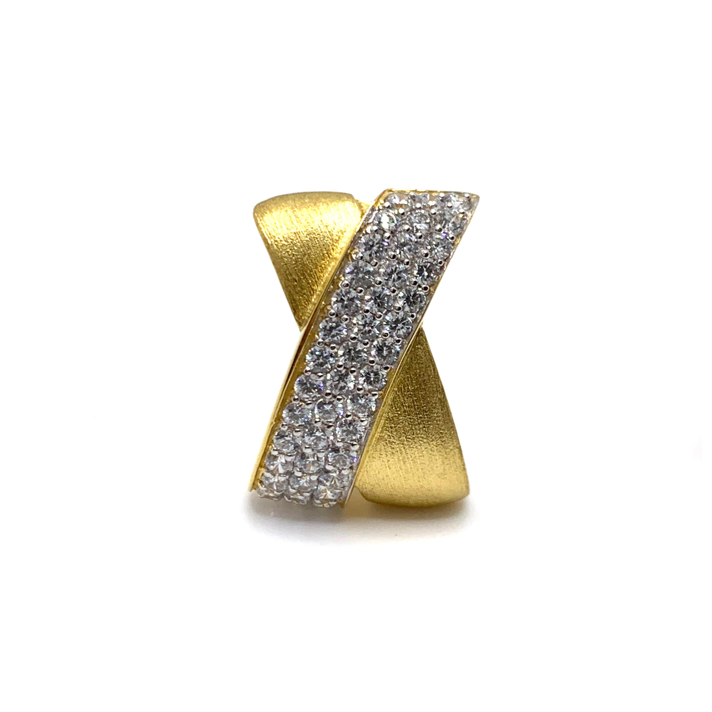 Sophisticated X-shape Pave and Vermeil Clip-on Earrings 1