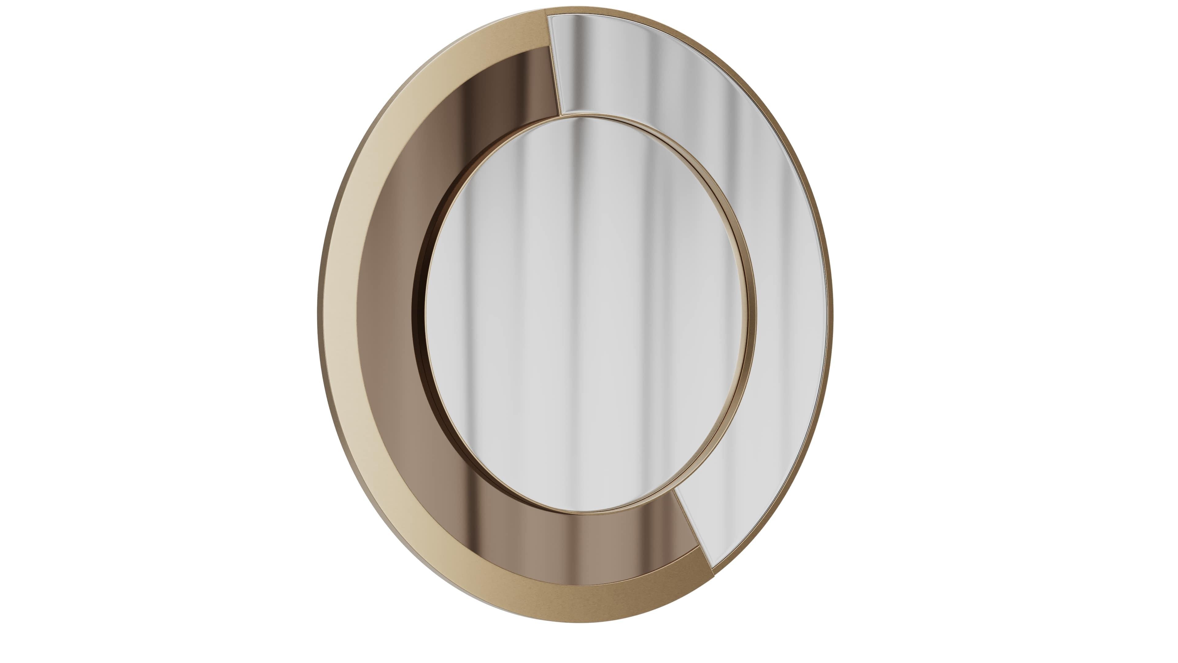 Portuguese Sophisticated Zarok Round Mirror With Metallic Frame For Sale