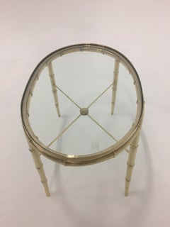 Sophisticated Brass Faux Bamboo Oval Cocktail Table by Mastercraft