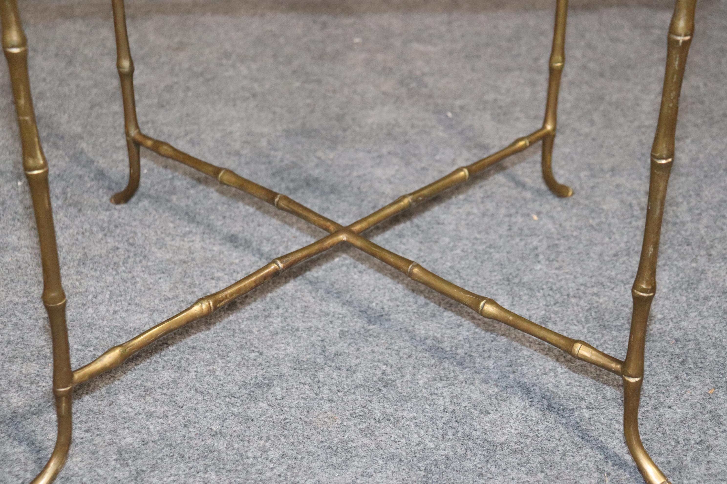 Sophistictated Maison Bagues Style Square Faux Bamboo End Table, circa 1960 2