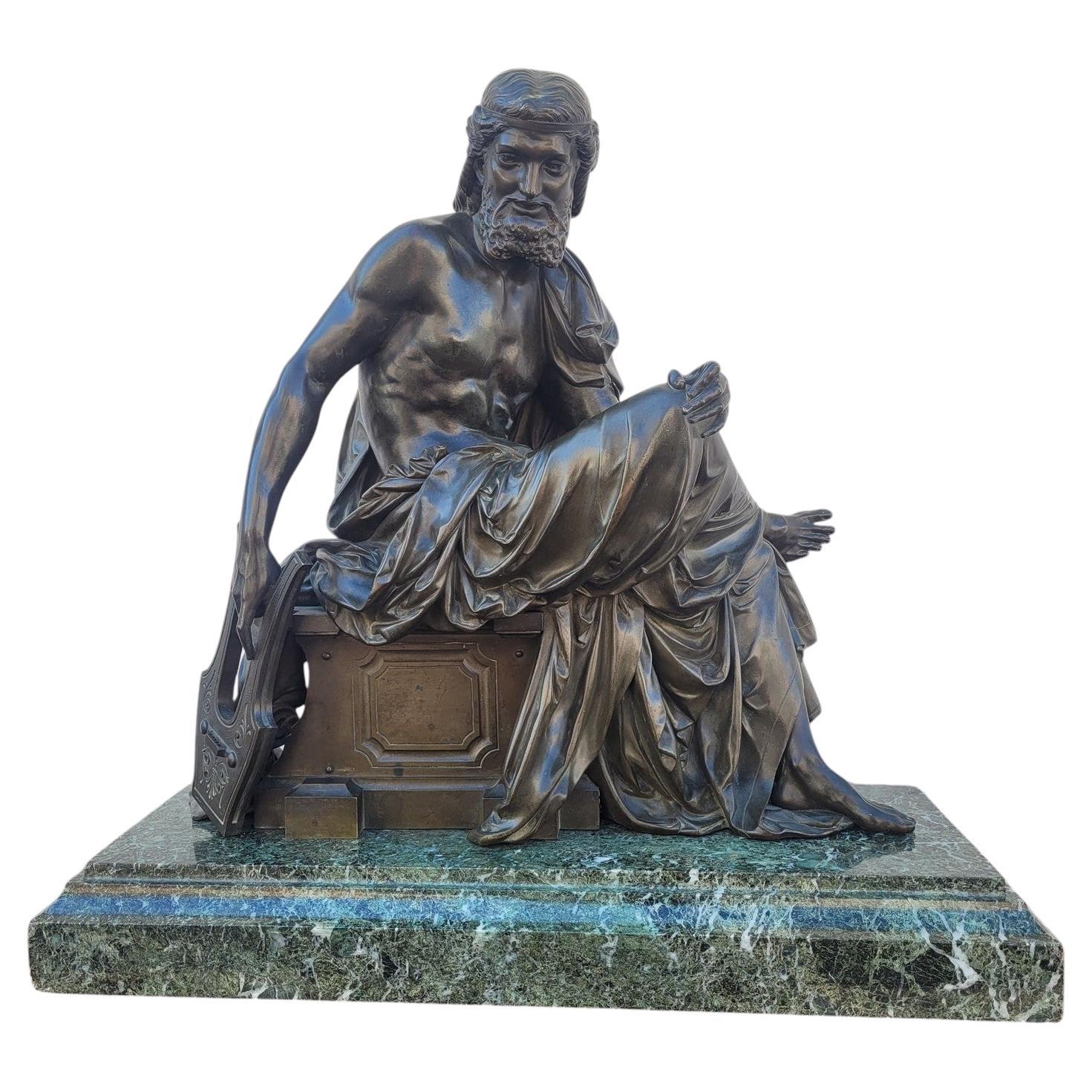 Sófocles, gran escultura de bronce, siglo XIX