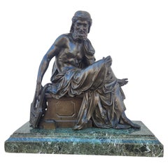 Sófocles, gran escultura de bronce, siglo XIX