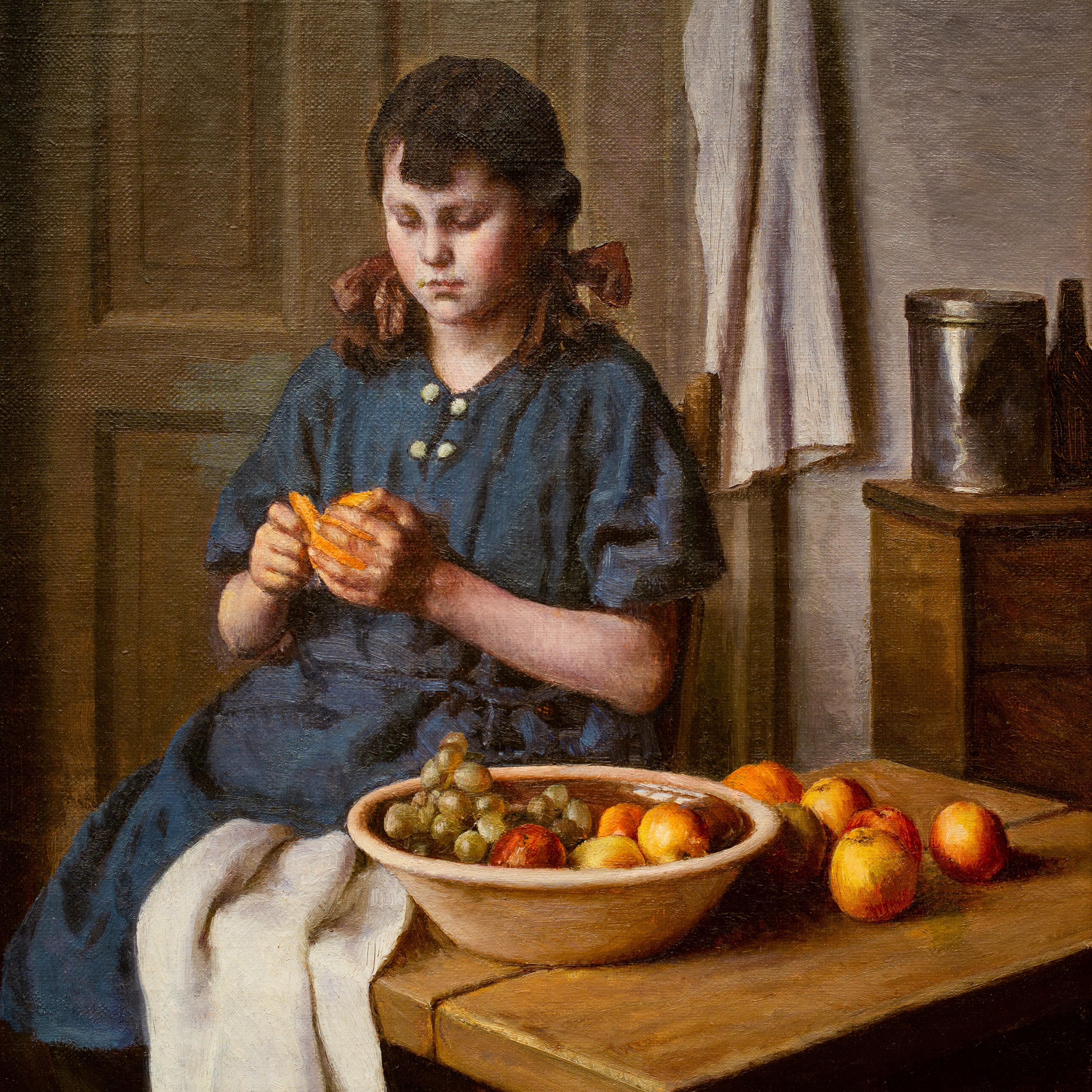 boy peeling fruit