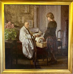 Antique Girl with grandfather