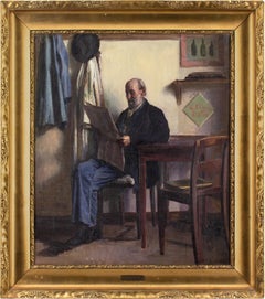 Antique Sophus Vermehren, Portrait Of Frederik Vermehren, Oil Painting