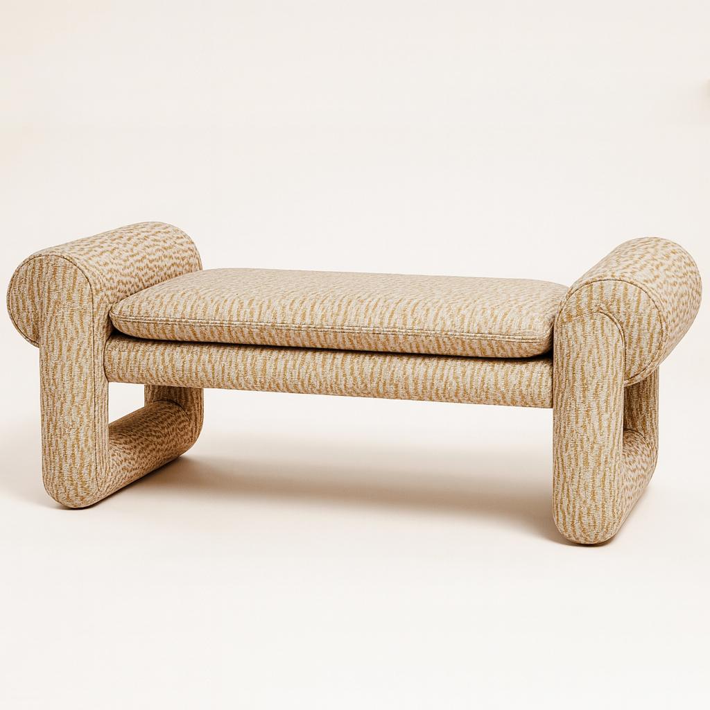 Moderne Banc Sora - Banc élégant entièrement capitonné aux courbes organiques en vente