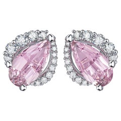 SORA by K. P. "Flamingo" 8.36 Carat Morganite Diamond White Gold Earrings