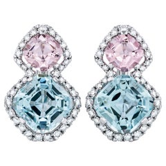 SORA di K.K. Orecchino "Megapolis" in Morganite, Acquamarina e Diamante in Oro Bianco