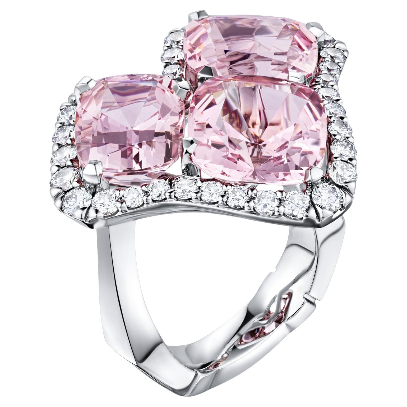 SORA by K.P. "Megapolis" 10.83 carat Morganite Diamond White Gold Ring