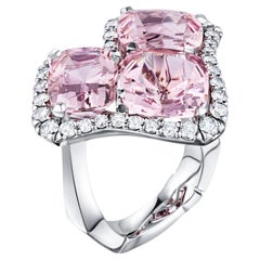 SORA de K.P. "Megapolis" Anillo de oro blanco con diamantes Morganita de 10,83 quilates
