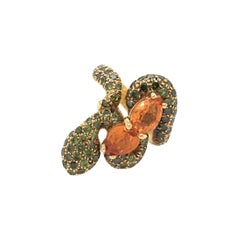 Sorab & Roshi Gold, Orange Sapphire and Green Garnet Snake Ring