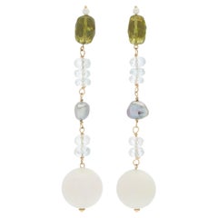 Sorab 
Roshi Peridot Dangle Earrings with Aqua, Pearl 
Kocholong