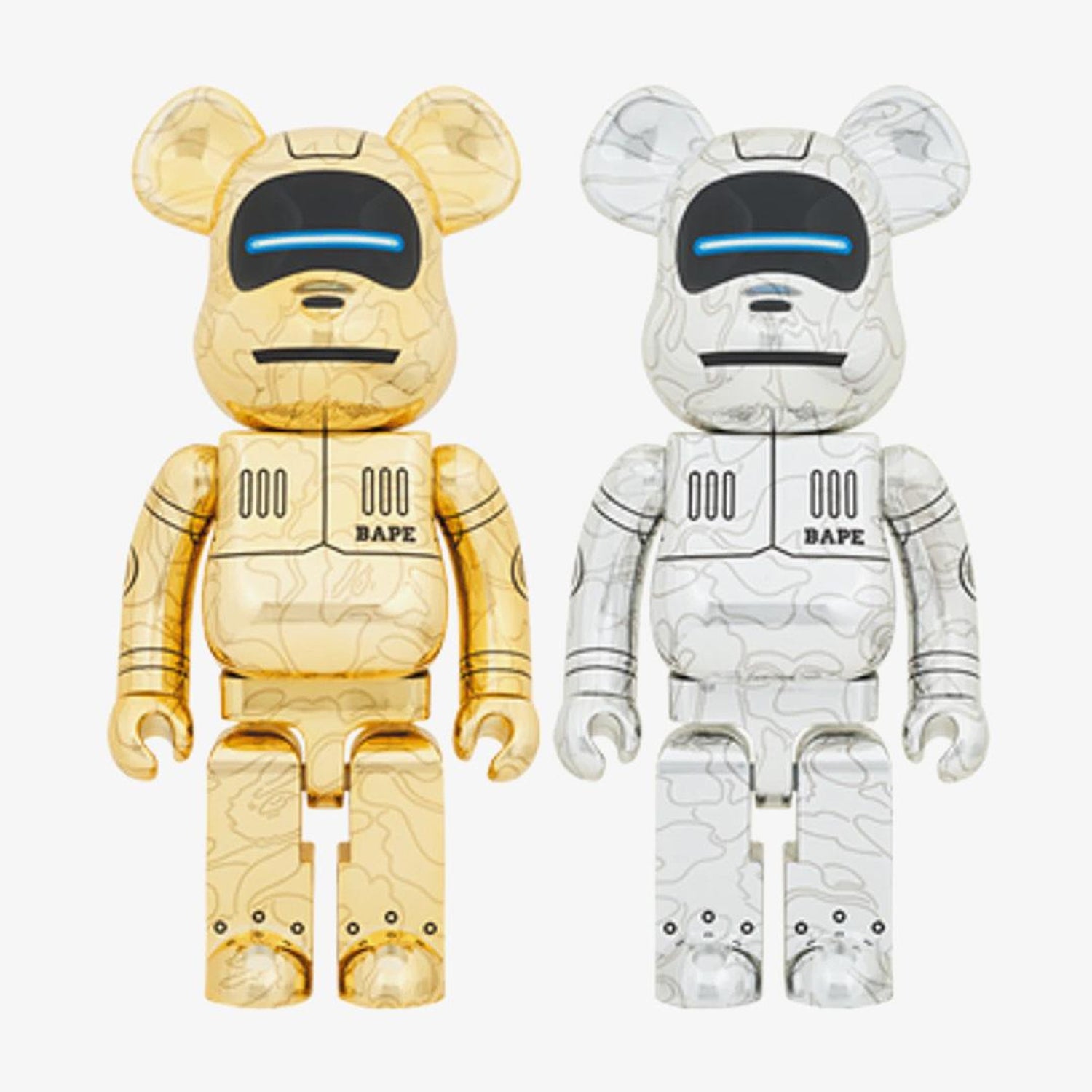 Sorayama Bearbrick 1000 Set Of 2 Sorayama X Baby Milo R Gold And Silver Version For Sale At 1stdibs