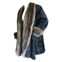 Sorbara Neiman Marcus Vintage Broadtail Coat with Barguzine Russian Sable Trim