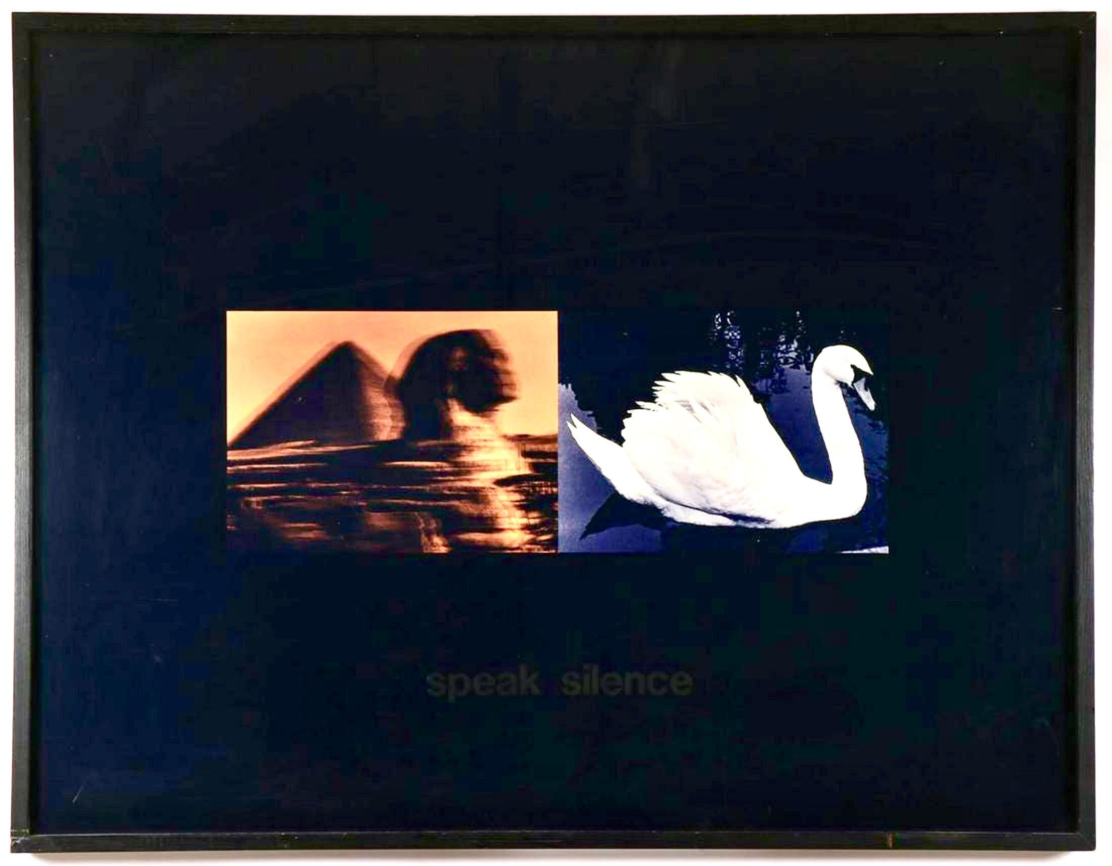 SOREL COHEN  (Canadian b. 1936 - )
Speak Silence- 1978
Ektacolor photograph and vinyl letter typography
Verso with gallery label for Wynick/Tuck Gallery, Toronto, Ontario
41 inches x 53 inches 
edition of 3

The original receipt included with this
