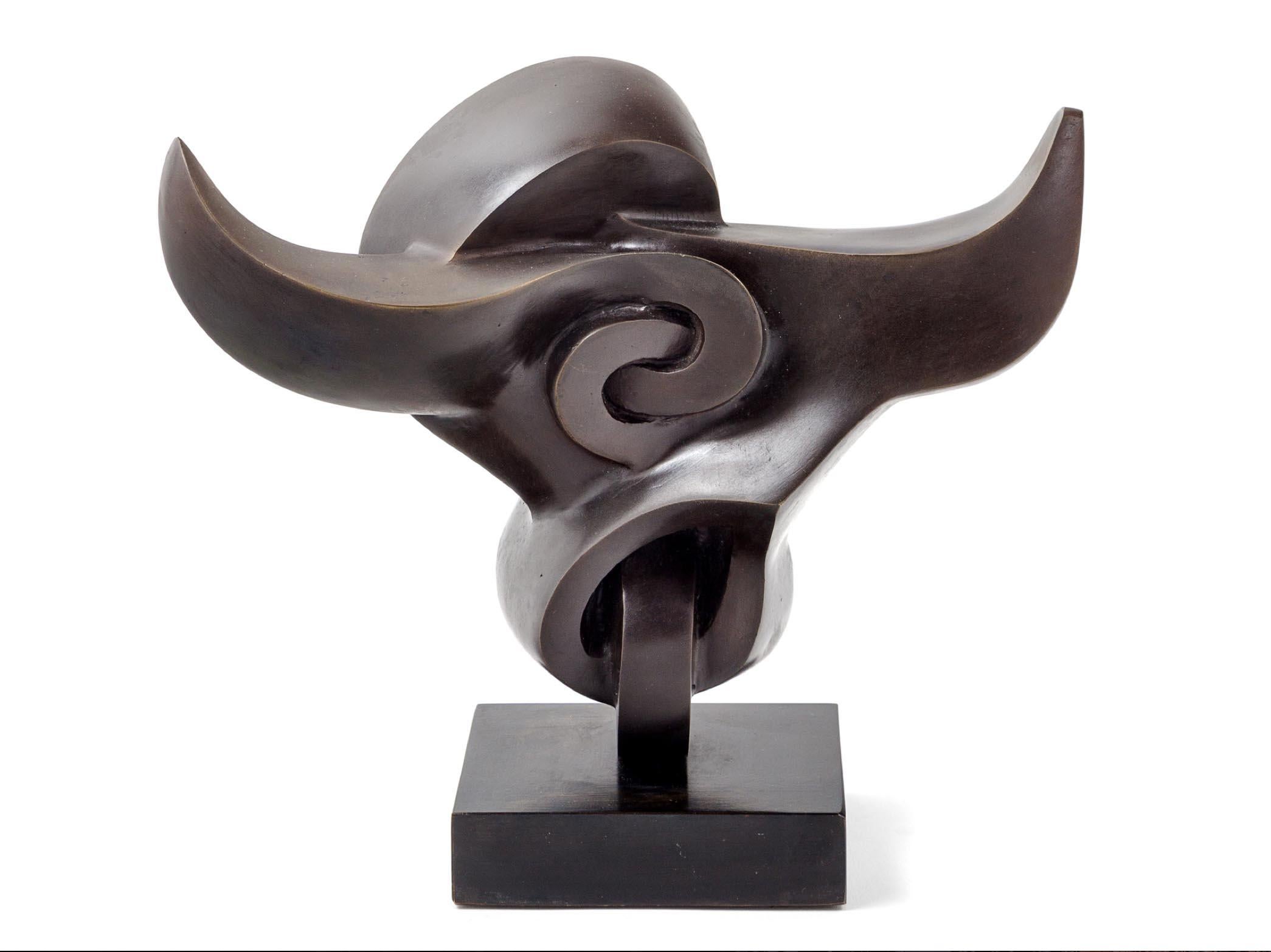 This is modern, abstract, sculpture by famous Canadian sculptor Sorel Etrog, depicts an abstract, organic form of a Bull, with each side of the sculpture being unique and different. The sculpture is edition 2 of 9. 

Sorel Etrog was a Canadian