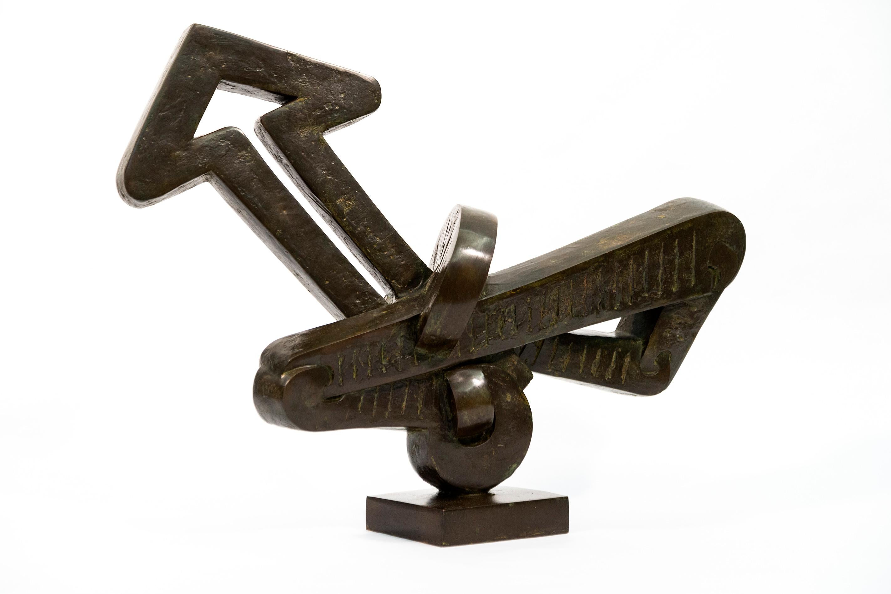 Nippy Bird - bold, contemporary, surrealist, abstract bronze sculpture - Gold Abstract Sculpture by Sorel Etrog
