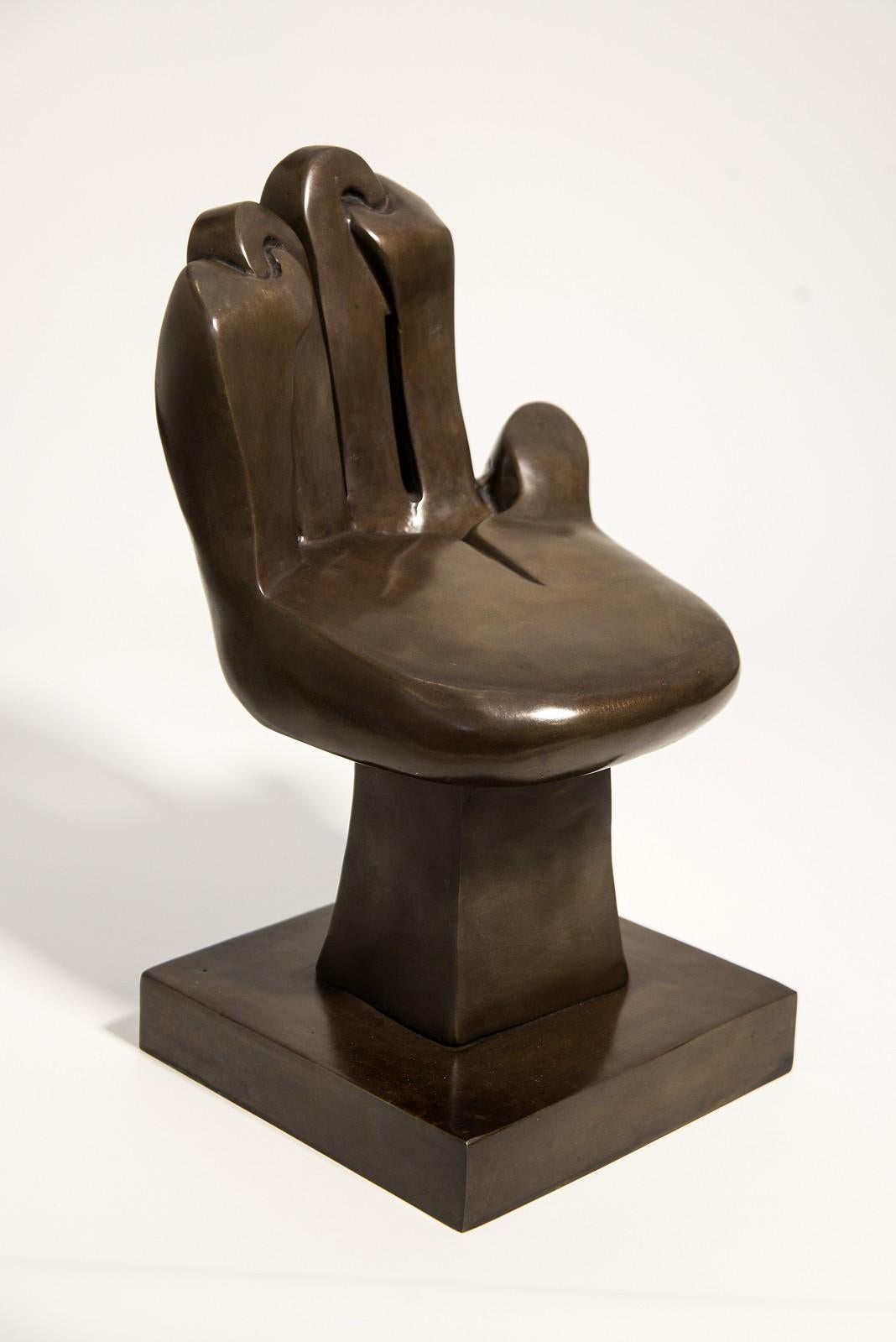 Small Chair (Hand) - bold, surrealist, hand, figurative bronze sculpture - Sculpture by Sorel Etrog