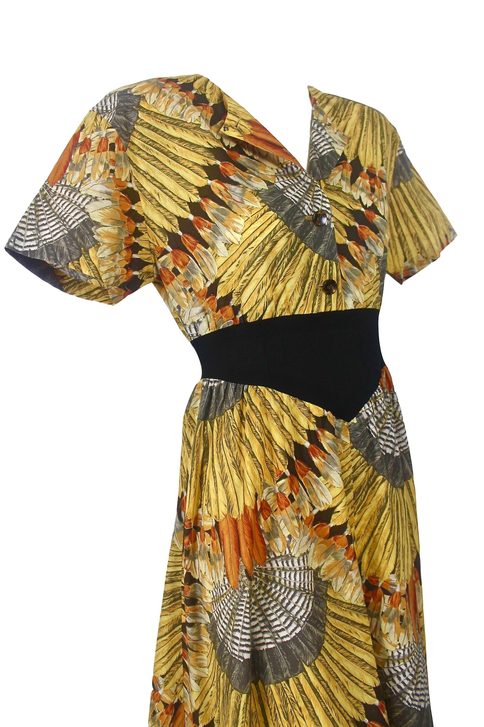 Sorelle Fontana Feather Print Dress For Sale 2