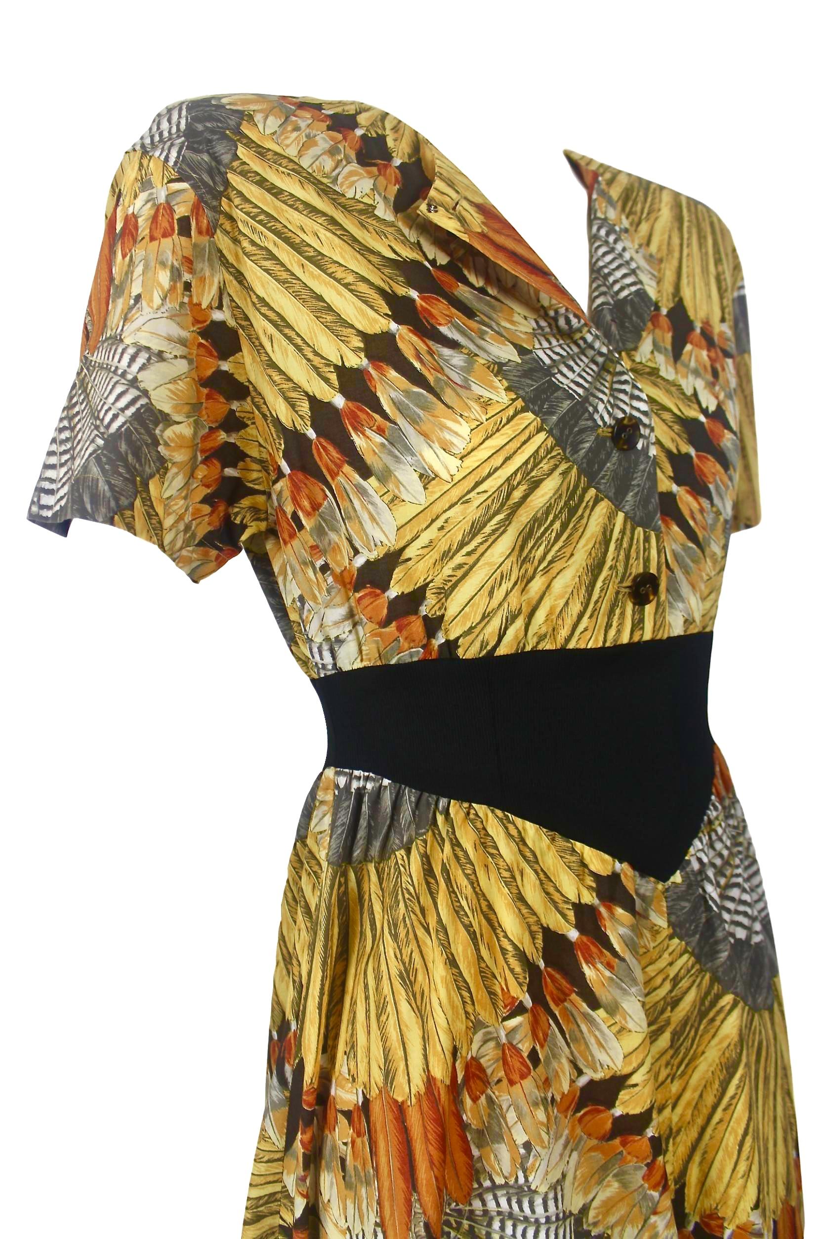 Sorelle Fontana Feather Print Dress For Sale 4