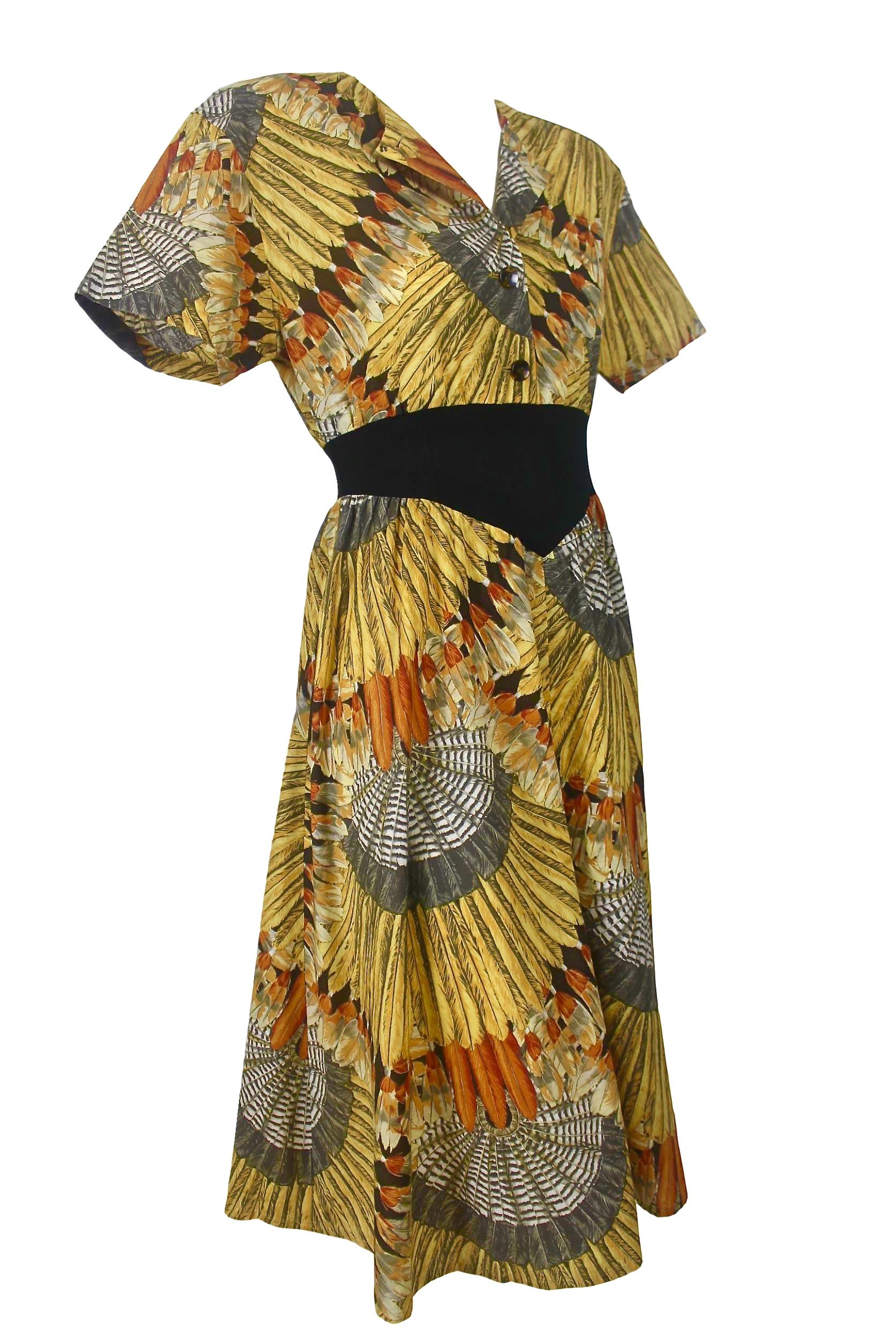 Sorelle Fontana Feather Print Dress For Sale 7